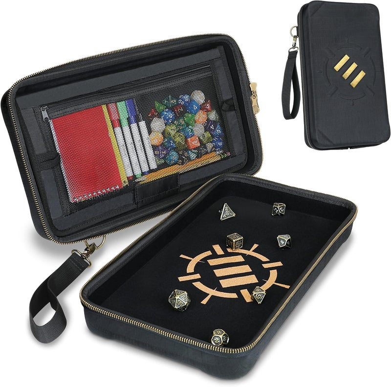 ENHANCE Tabletop Community DnD Dice Case and Rolling Tray - Holder and Storage for up to 500 RPG Dice with Rugged Protective Design, Soft Interior, and Organizer Pockets (500 Capacity) - Image 1